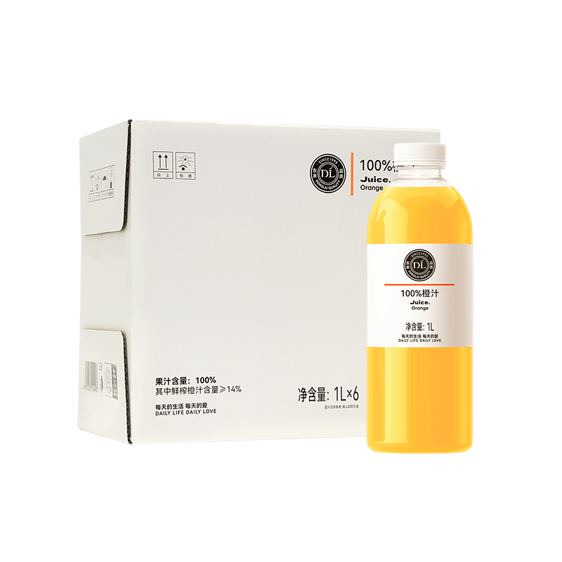 DL100%橙汁1L/瓶，6瓶/箱